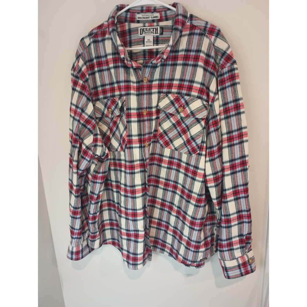Duluth Shirt Mens 2XL XXL Red Plaid Burlyweight Flannel Relaxed Untucked